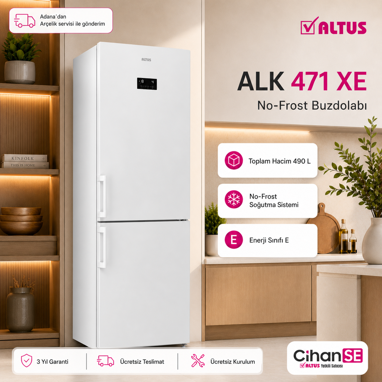 Altus ALK-471 XE 490 Litre Kombi Buzdolabı No-Frost